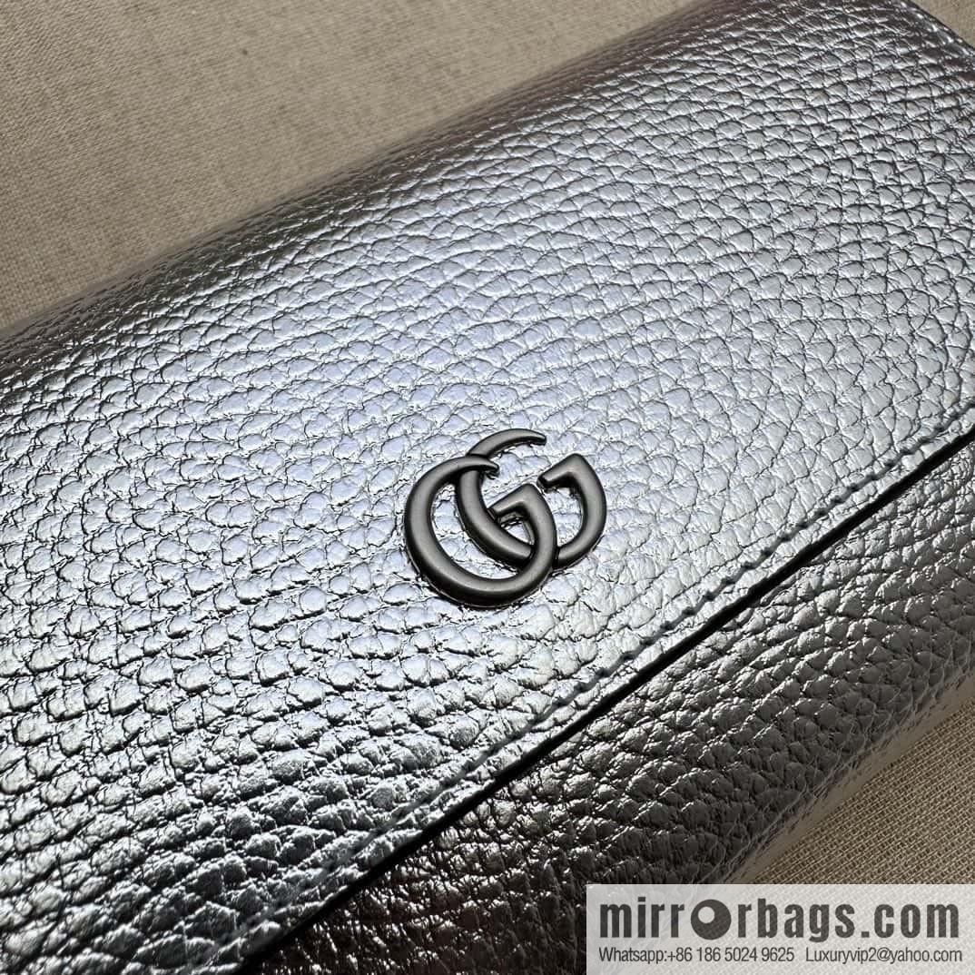 GUCCI GG Marmont series long wallet 456116 silver