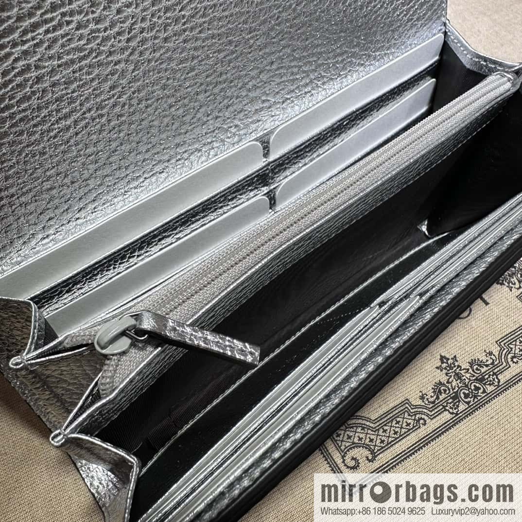 GUCCI GG Marmont series long wallet 456116 silver