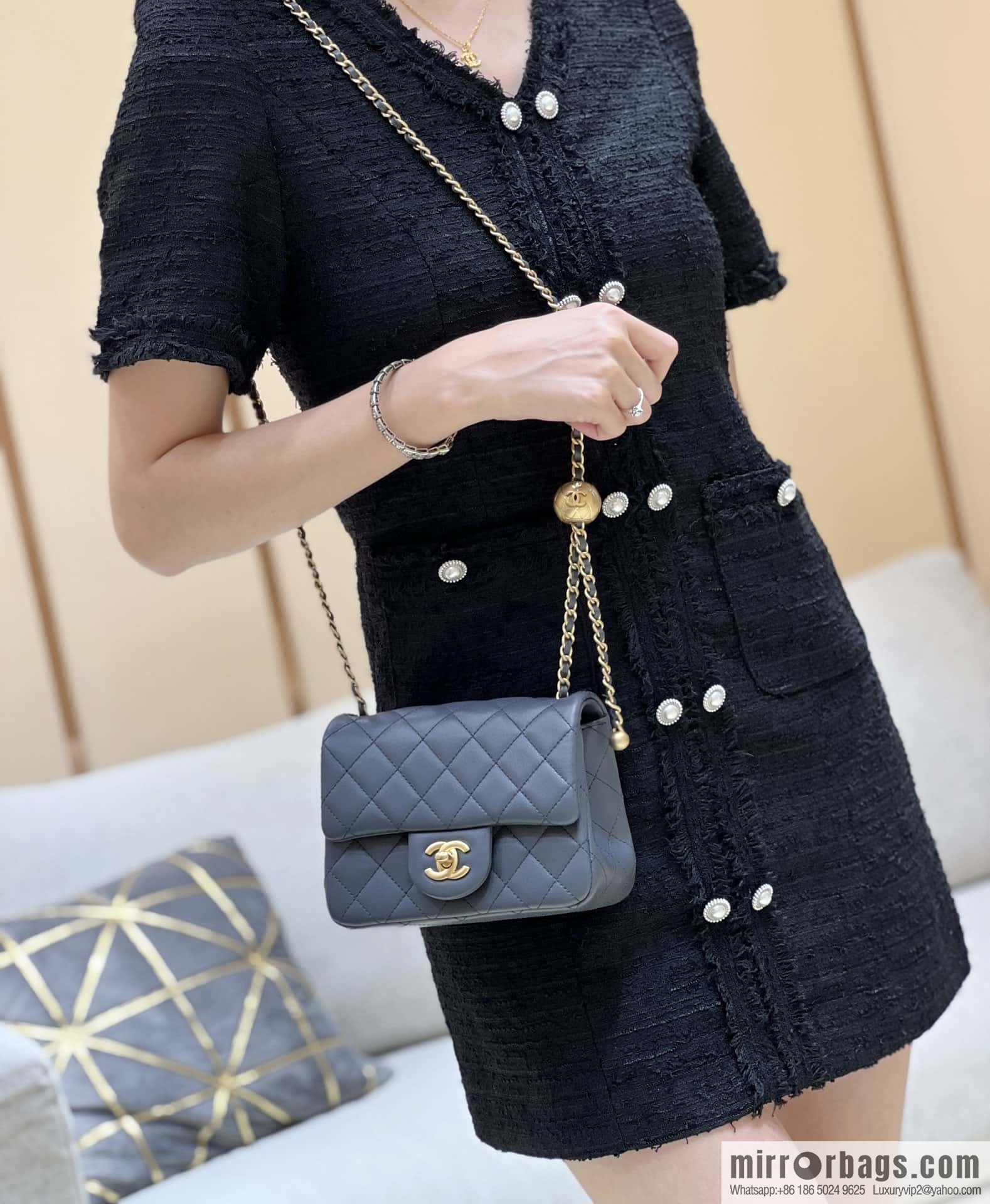 CHANEL 23K new color, pure original small gold ball, classic cf mini AS1786