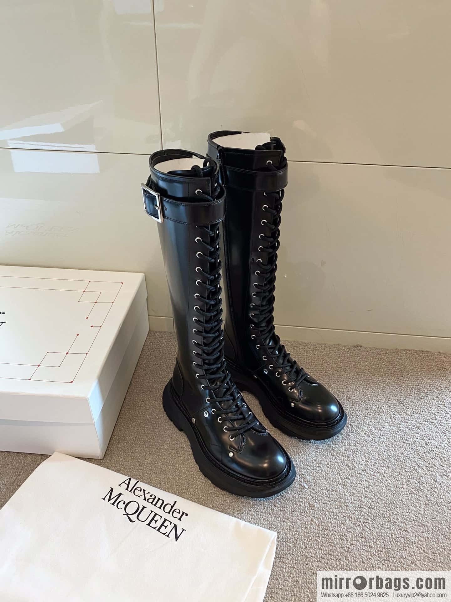 Alexander McQueen Alexander McQueen, platform strap-on knight boots