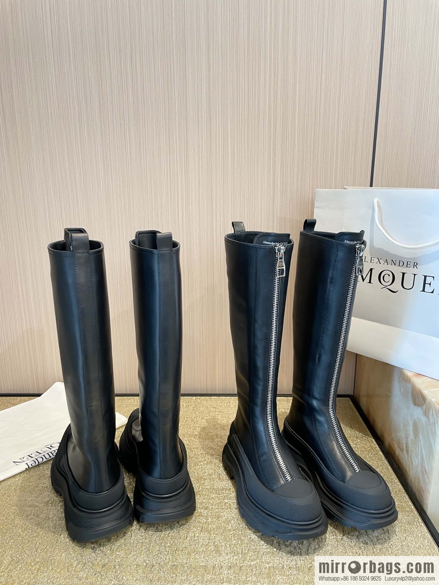 Alexander McQueen Front Zip Platform Knight Boots