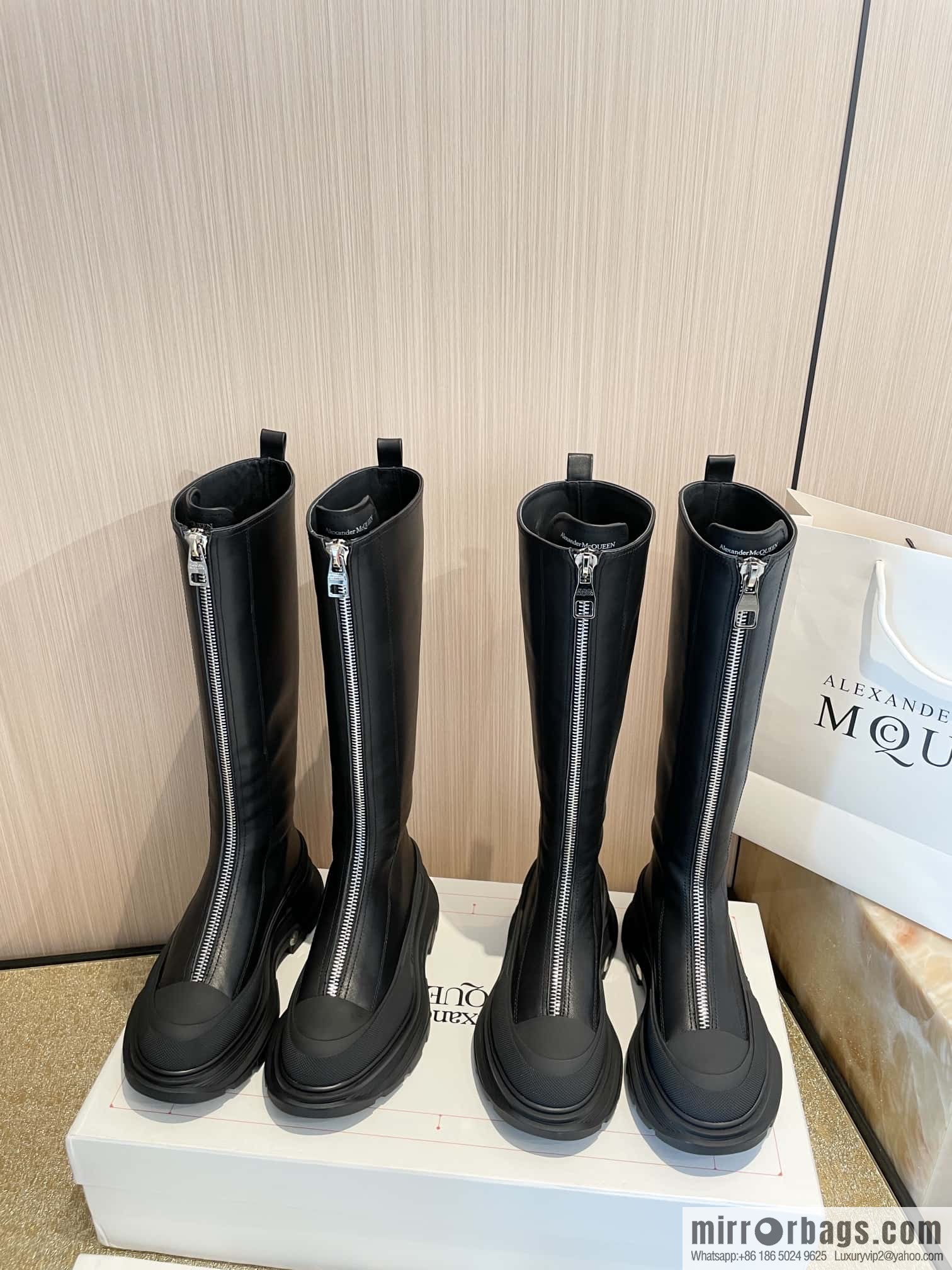 Alexander McQueen Front Zip Platform Knight Boots