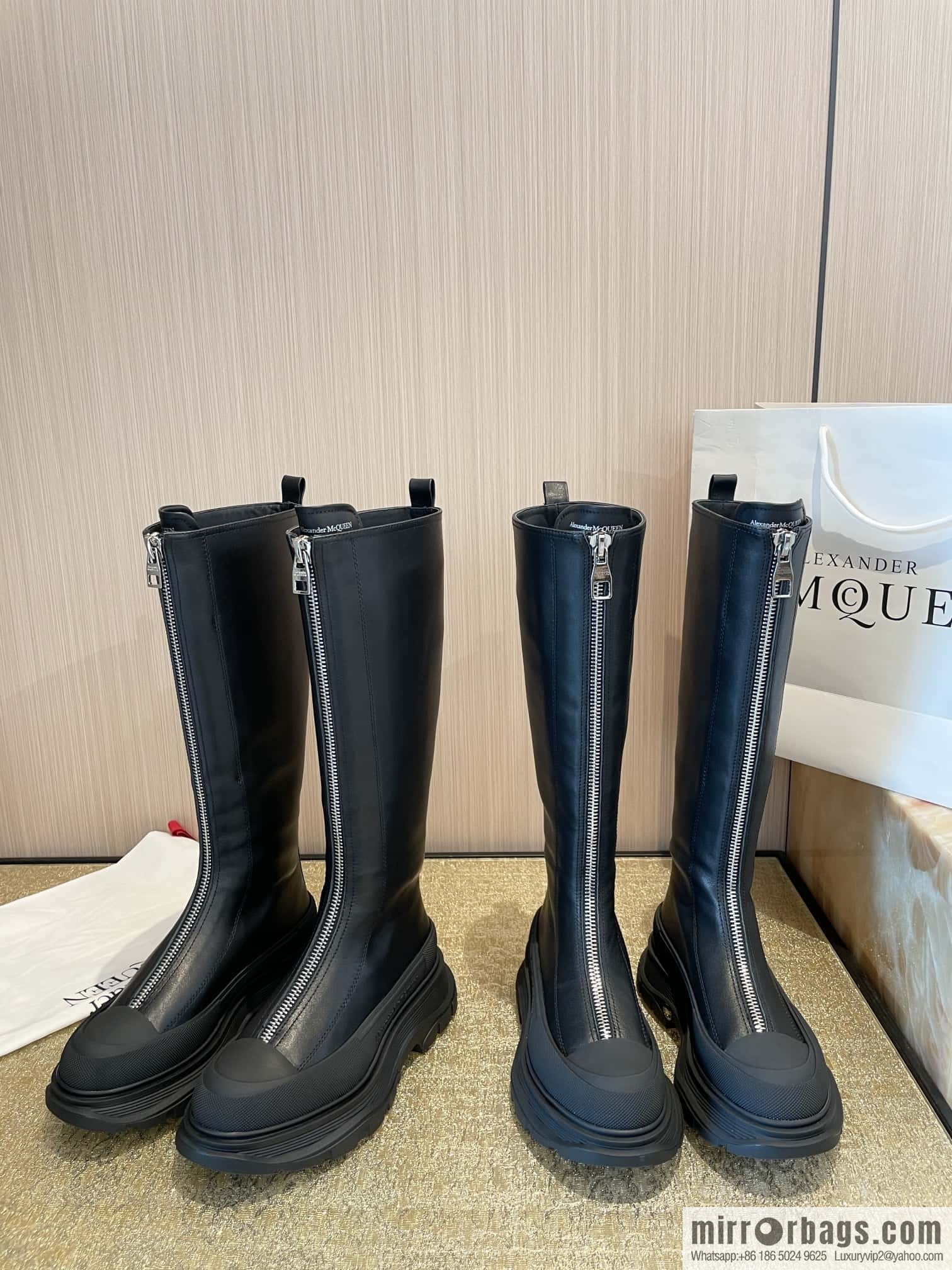 Alexander McQueen Front Zip Platform Knight Boots