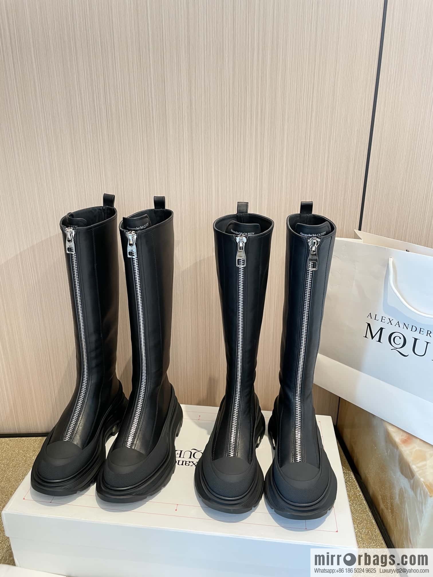 Alexander McQueen Front Zip Platform Knight Boots