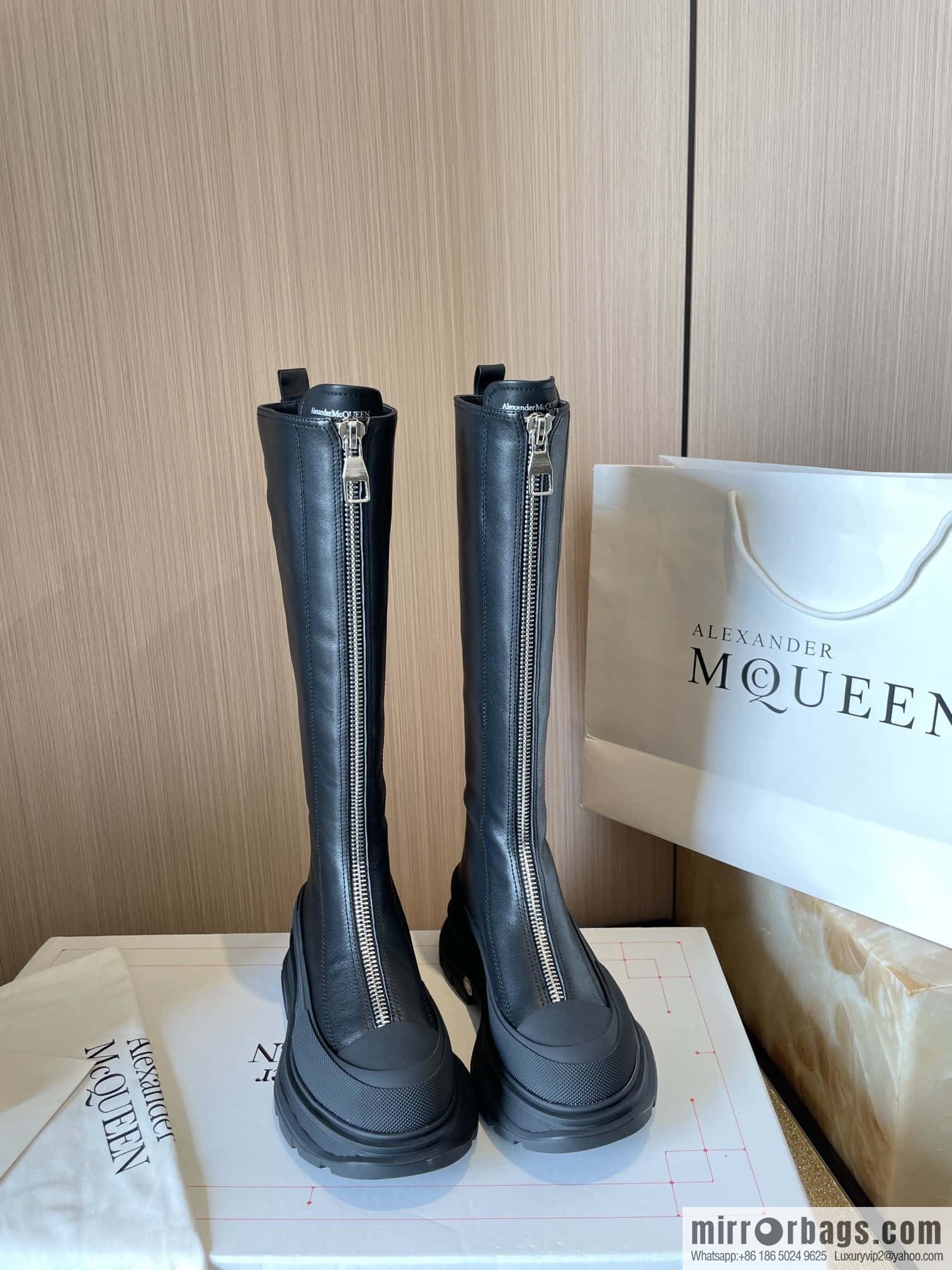 Alexander McQueen Front Zip Platform Knight Boots