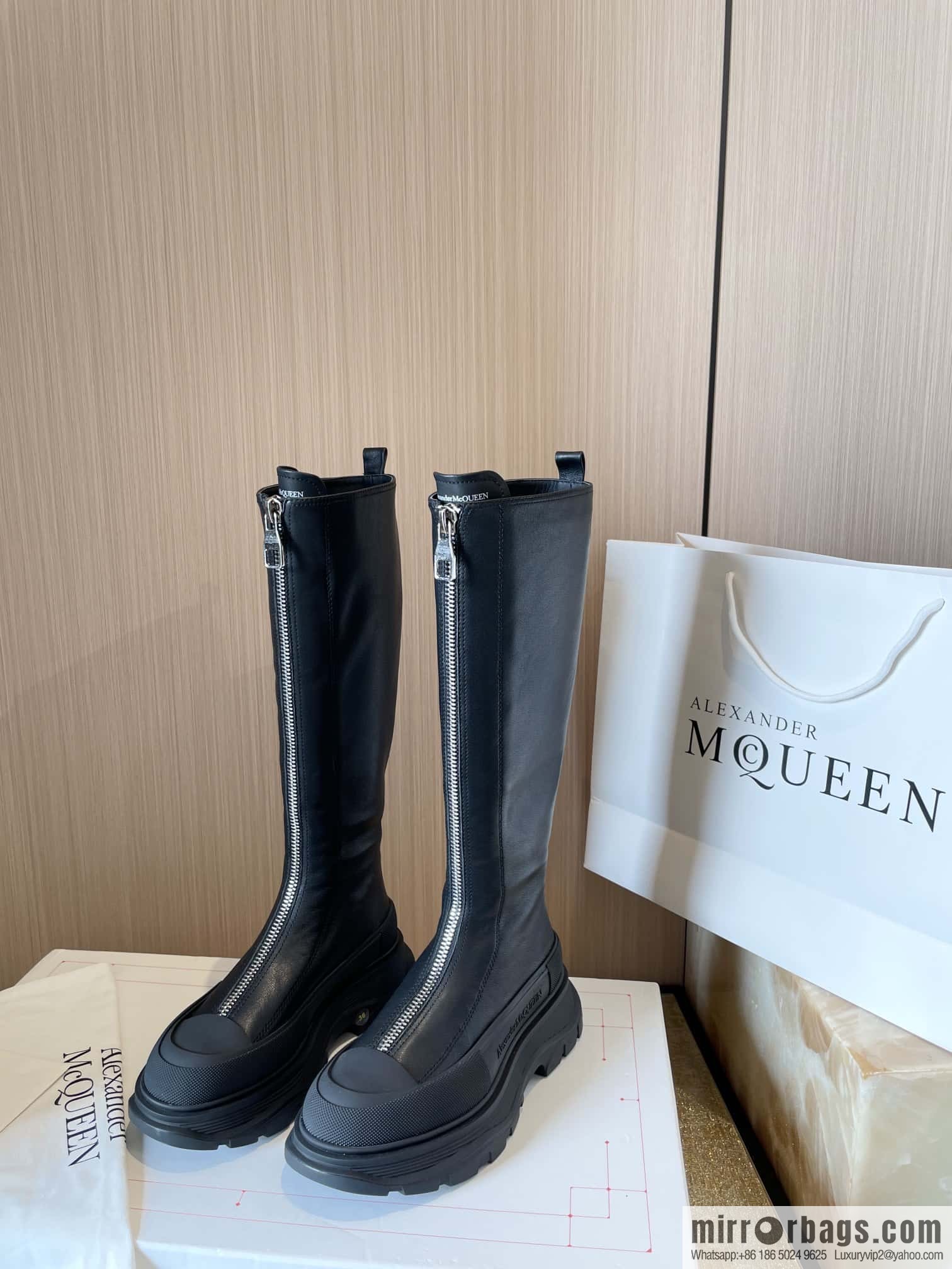 Alexander McQueen Front Zip Platform Knight Boots