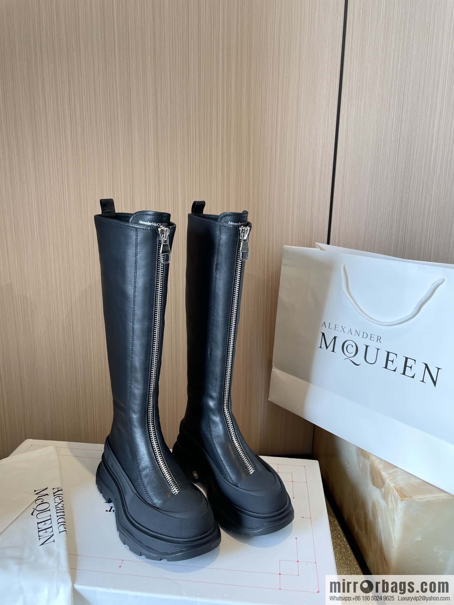 Alexander McQueen Front Zip Platform Knight Boots