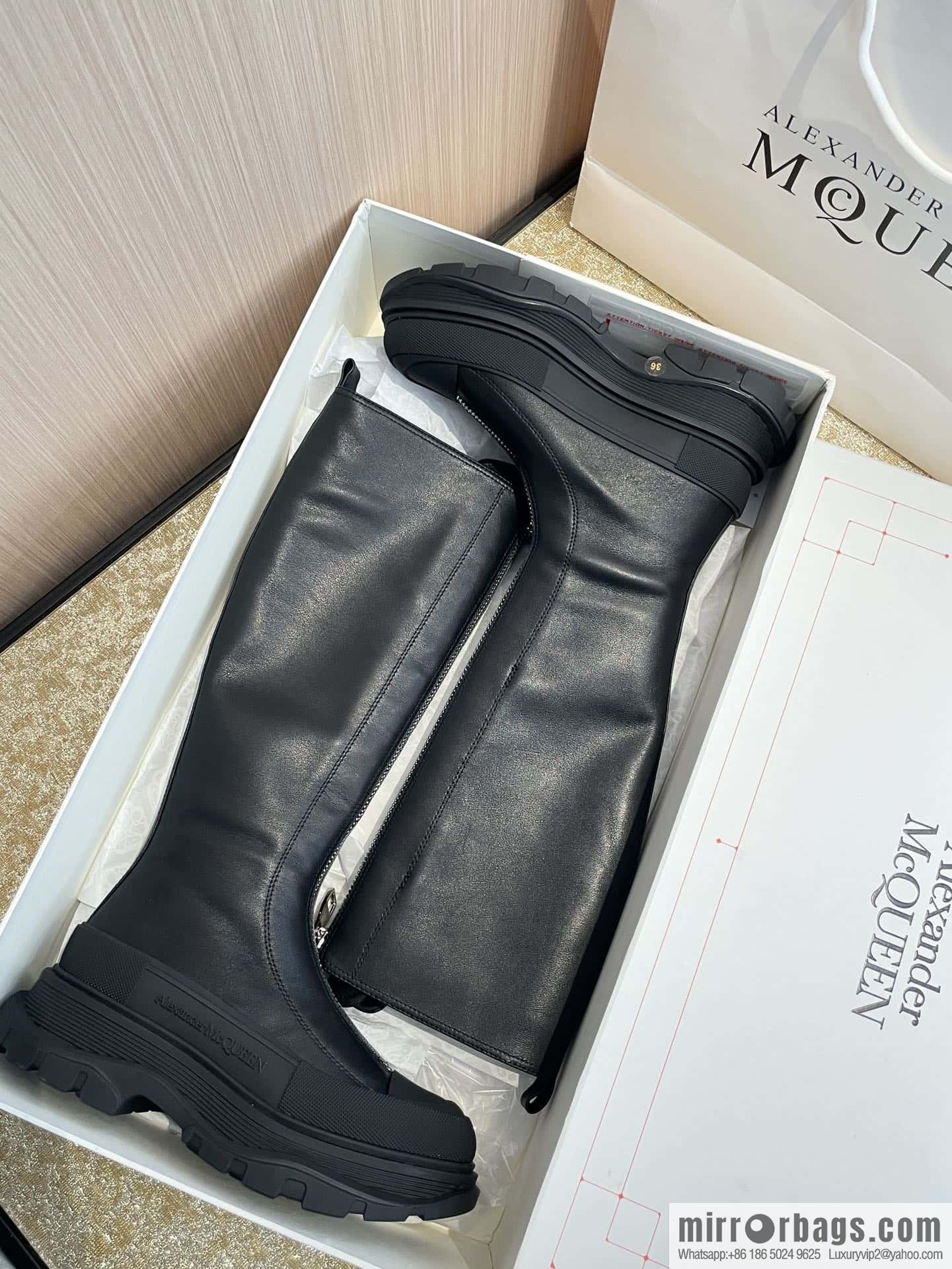 Alexander McQueen Front Zip Platform Knight Boots