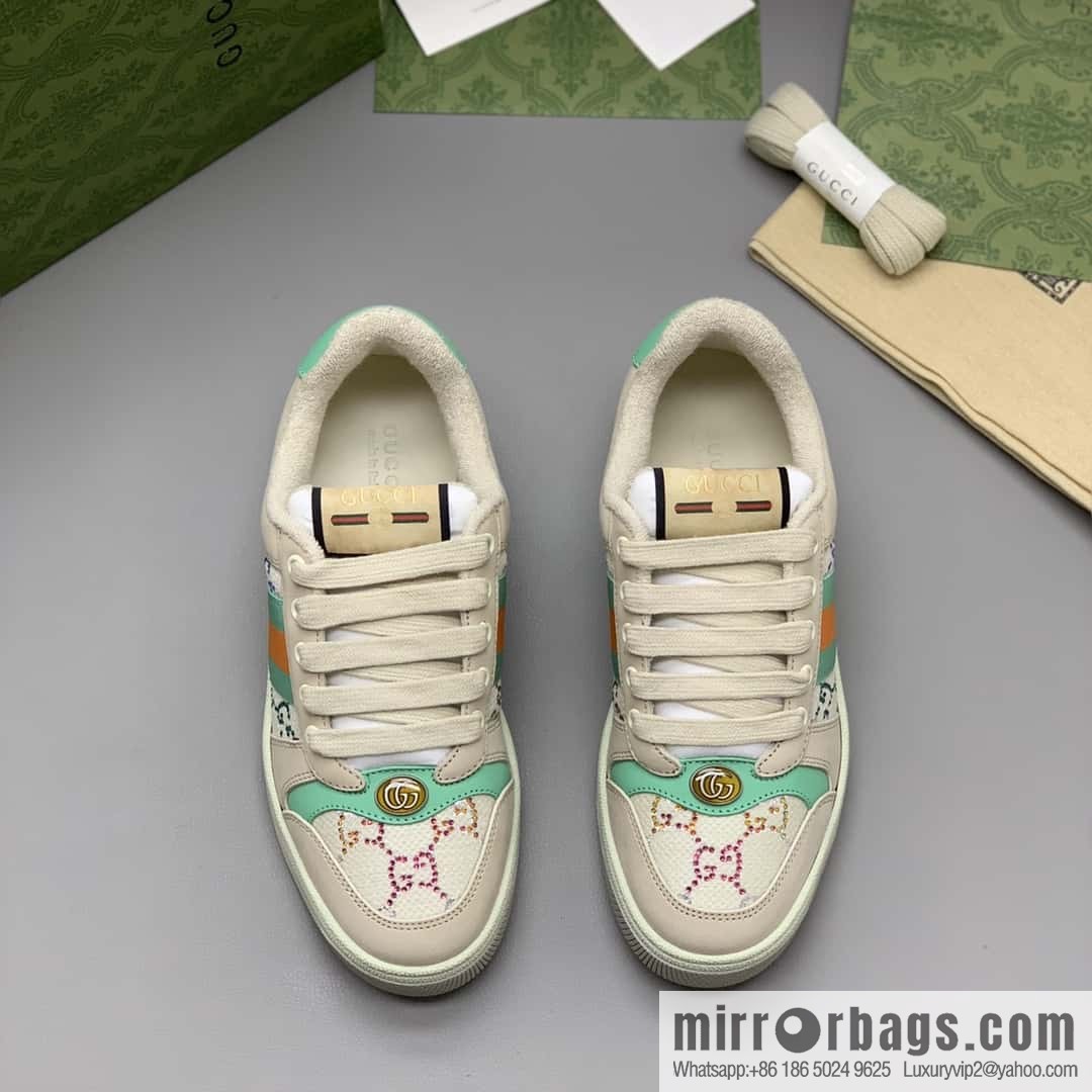GUCCI Beige and Green with Crystal GG Canvas G Replica Luxury Handbag Women's Small Dirty Shoes