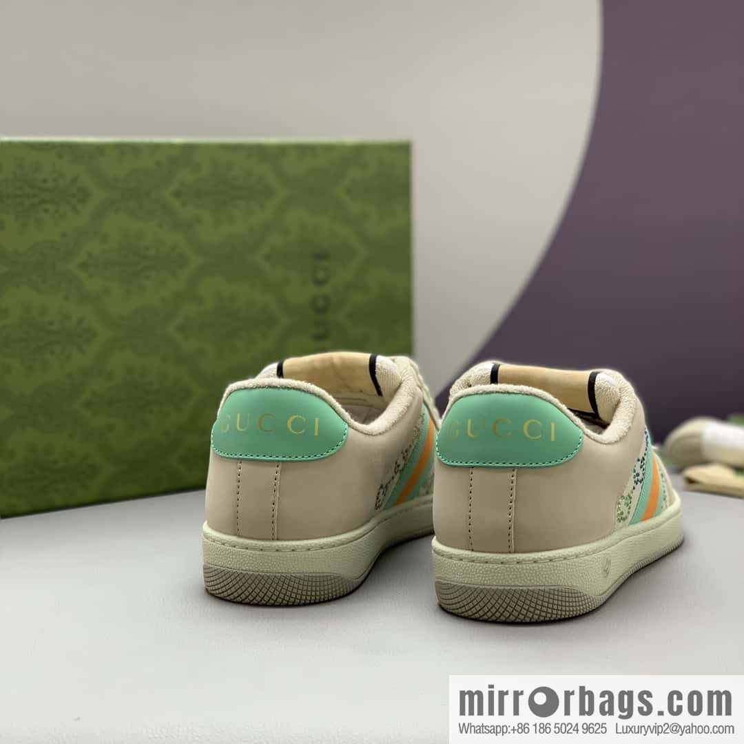 GUCCI Beige and Green with Crystal GG Canvas G Replica Luxury Handbag Women's Small Dirty Shoes