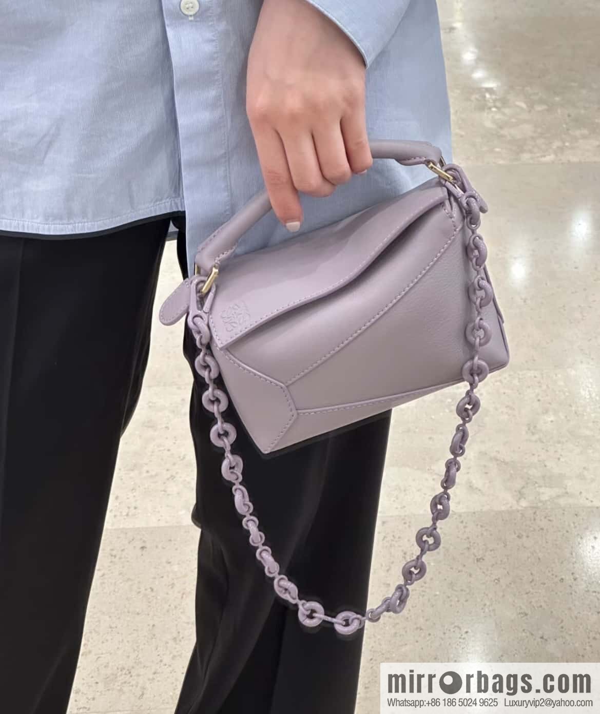 LOEWE puzzle geometric bag 18cm taro purple 0680