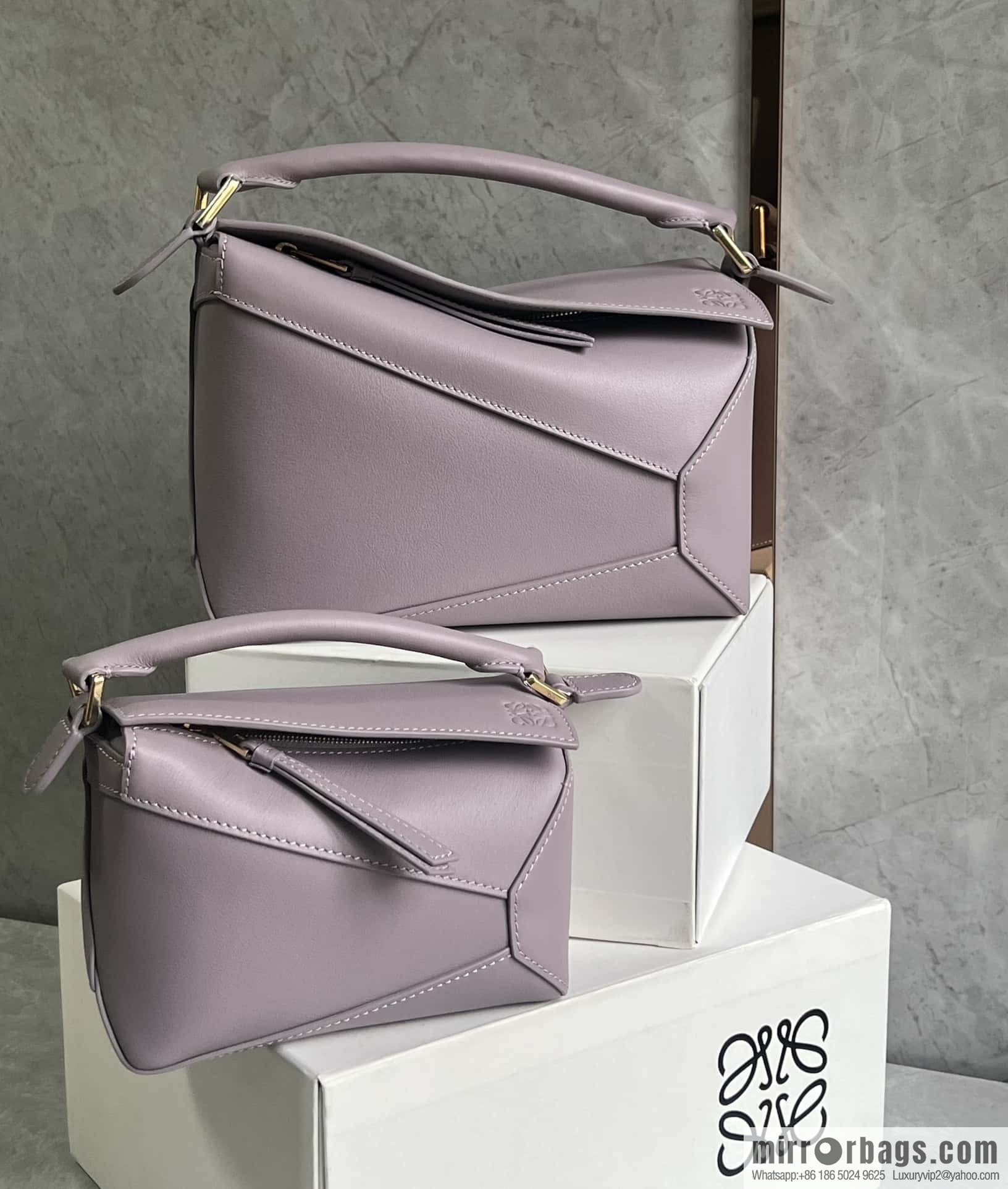 LOEWE puzzle geometric bag 24cm taro purple 0681