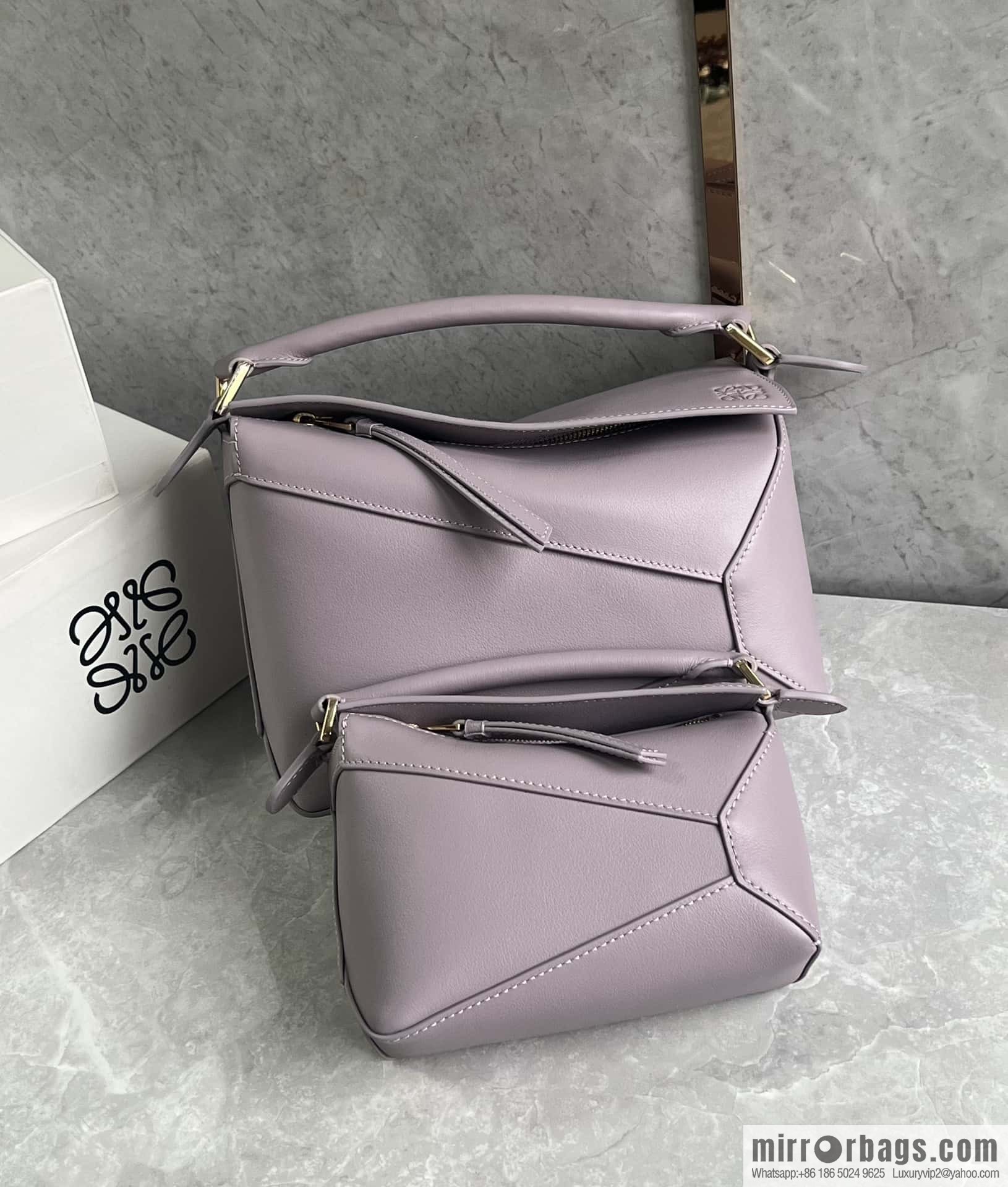 LOEWE puzzle geometric bag 24cm taro purple 0681