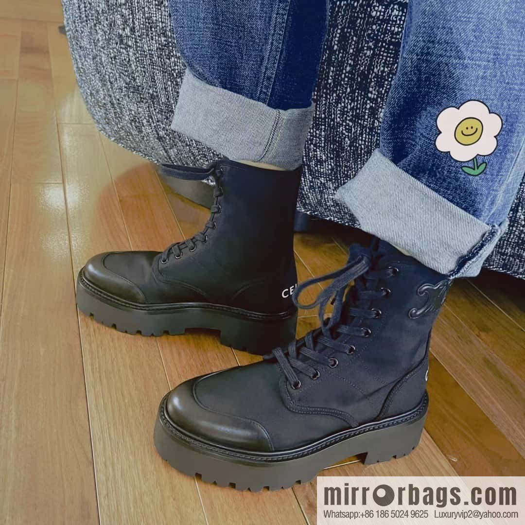 CELINE canvas platform-soled Martin booties