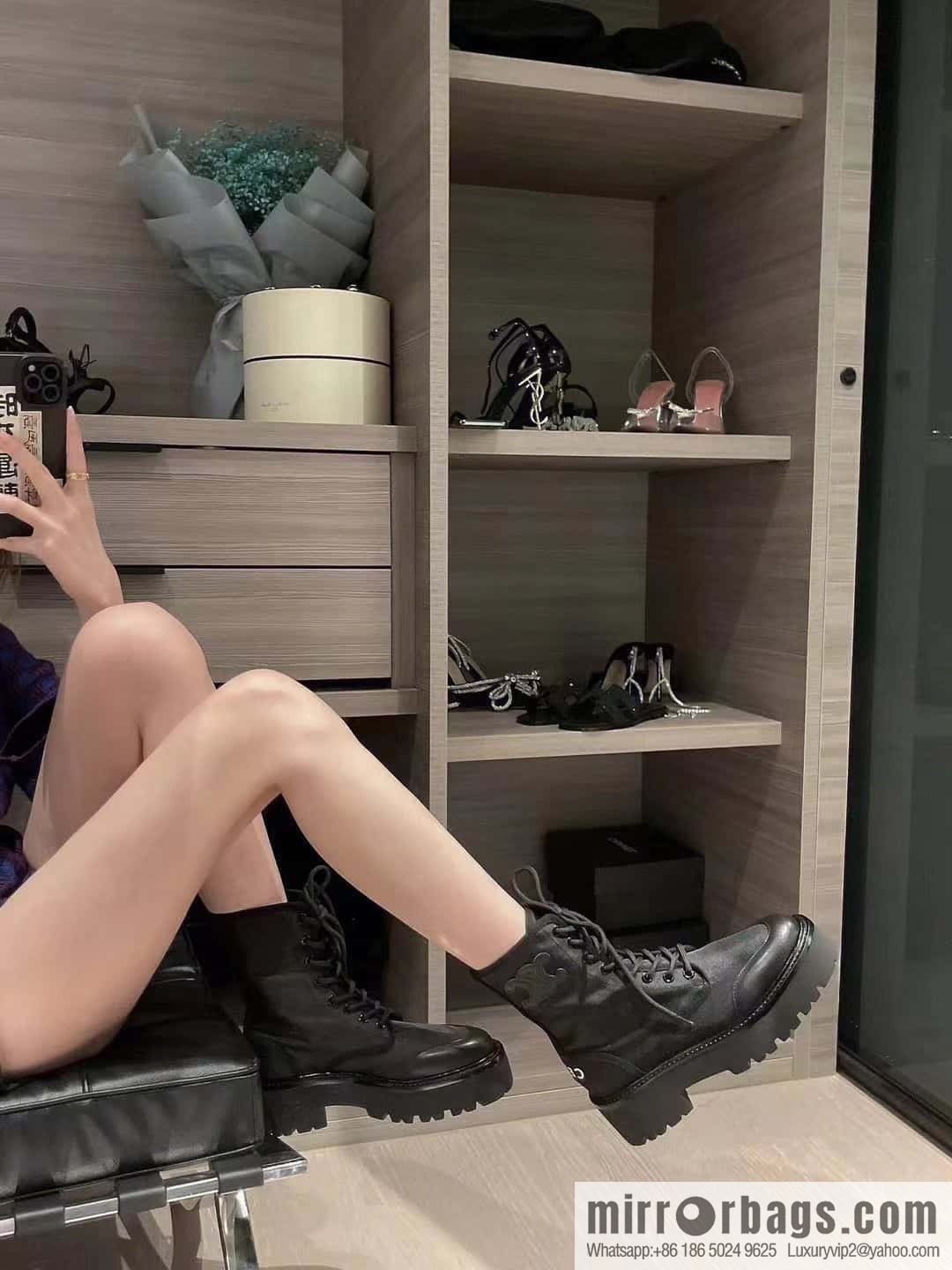 CELINE canvas platform-soled Martin booties
