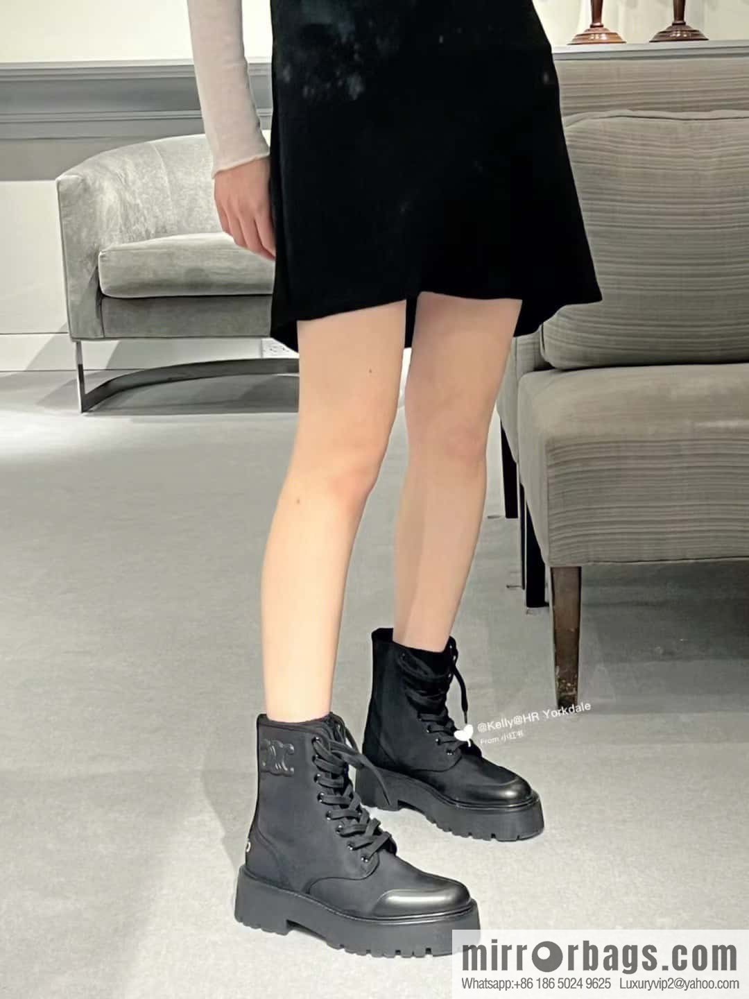 CELINE canvas platform-soled Martin booties