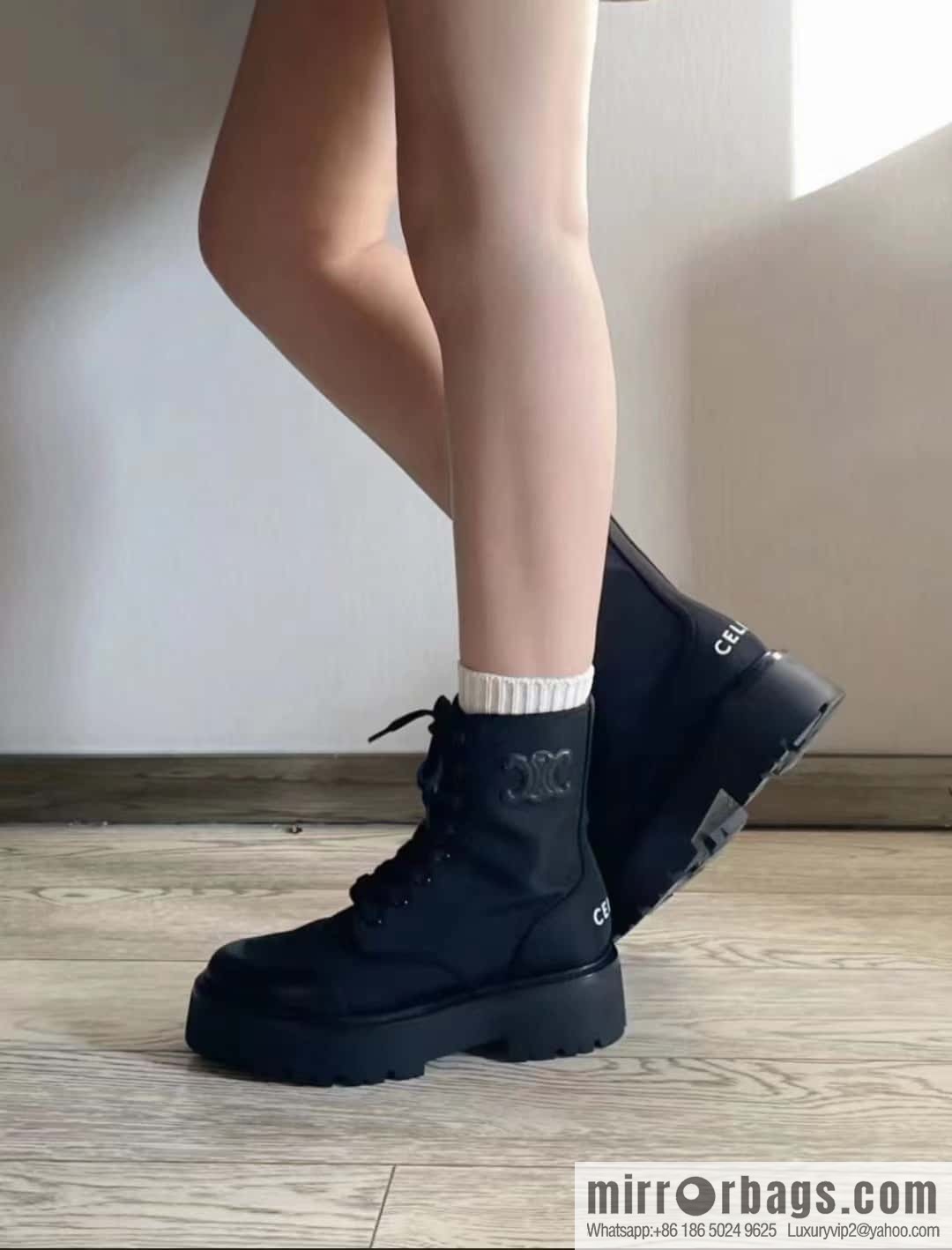 CELINE canvas platform-soled Martin booties