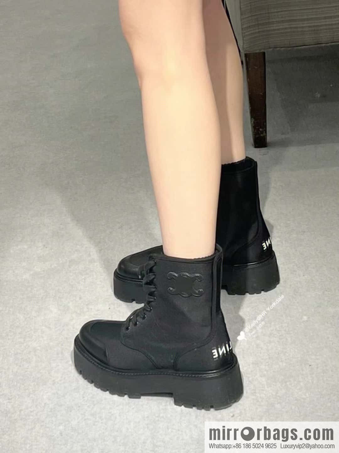 CELINE canvas platform-soled Martin booties