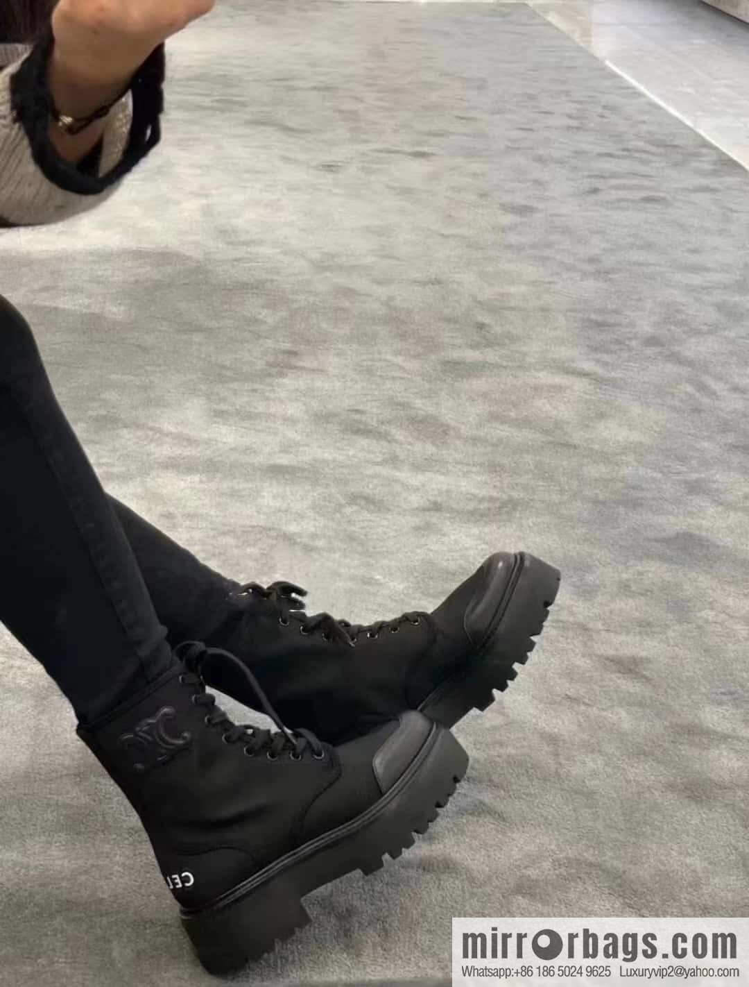 CELINE canvas platform-soled Martin booties