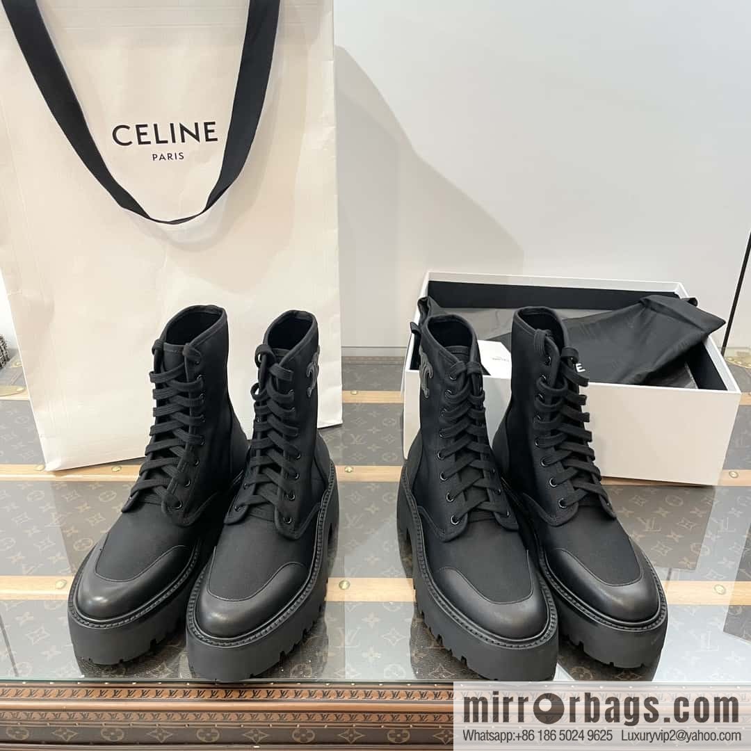 CELINE canvas platform-soled Martin booties