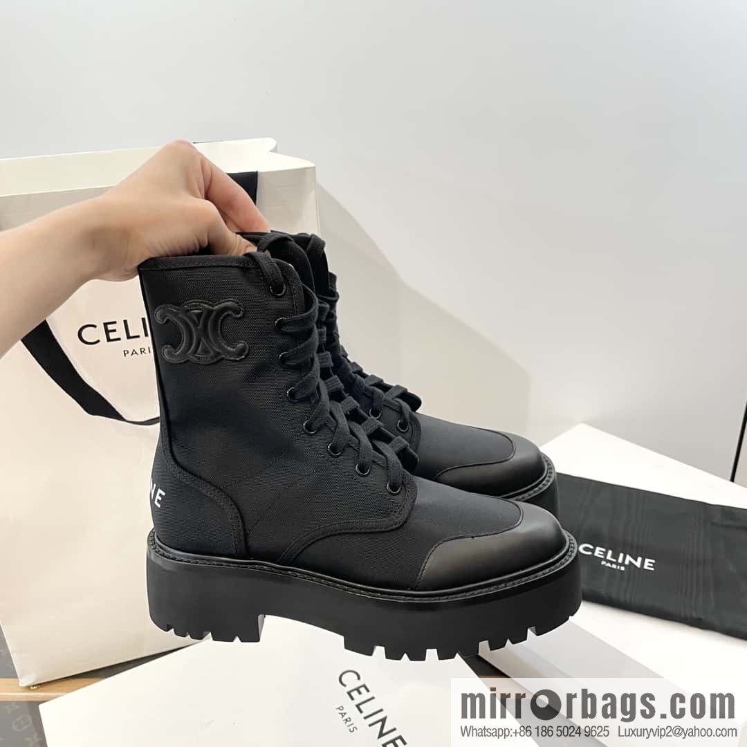 CELINE canvas platform-soled Martin booties