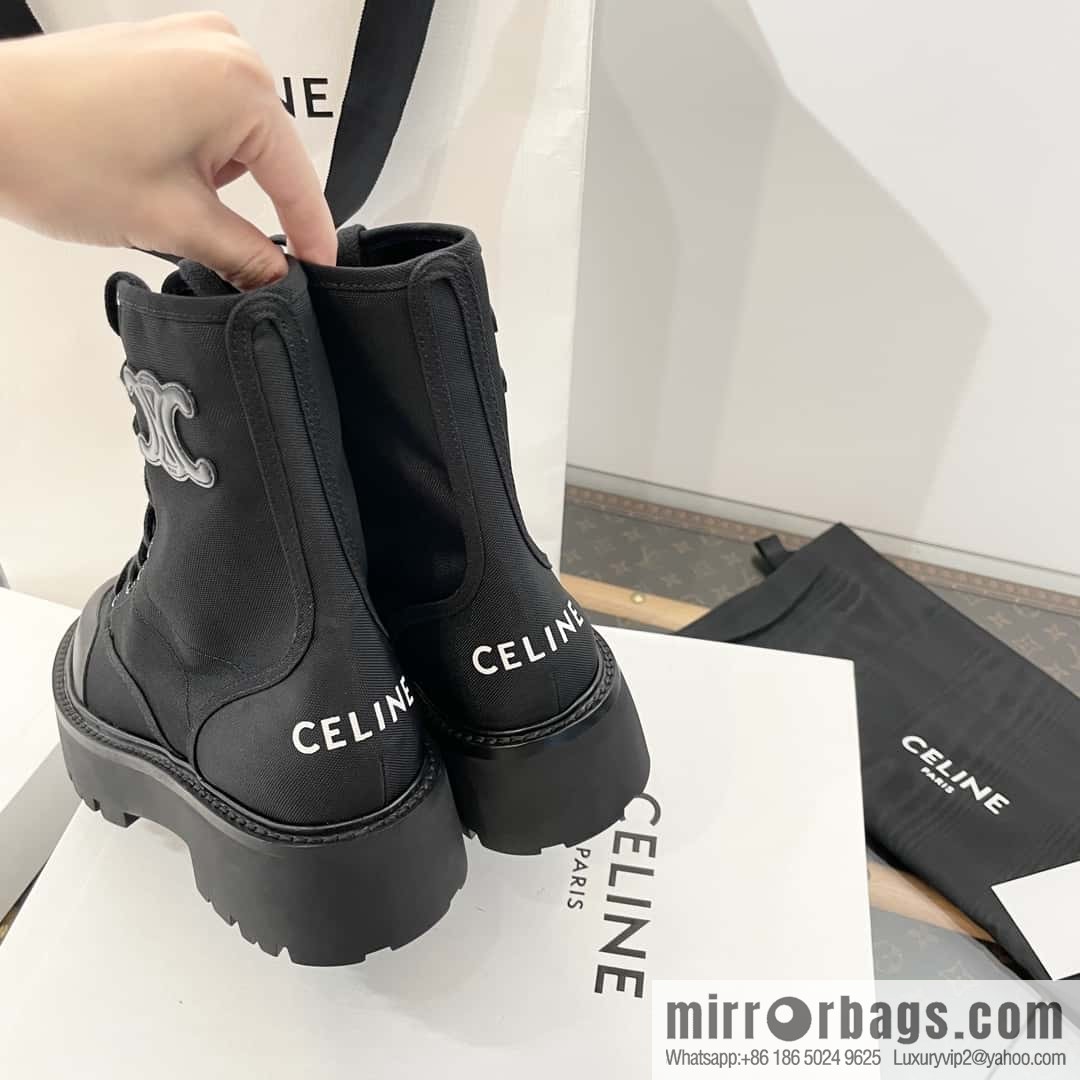 CELINE canvas platform-soled Martin booties
