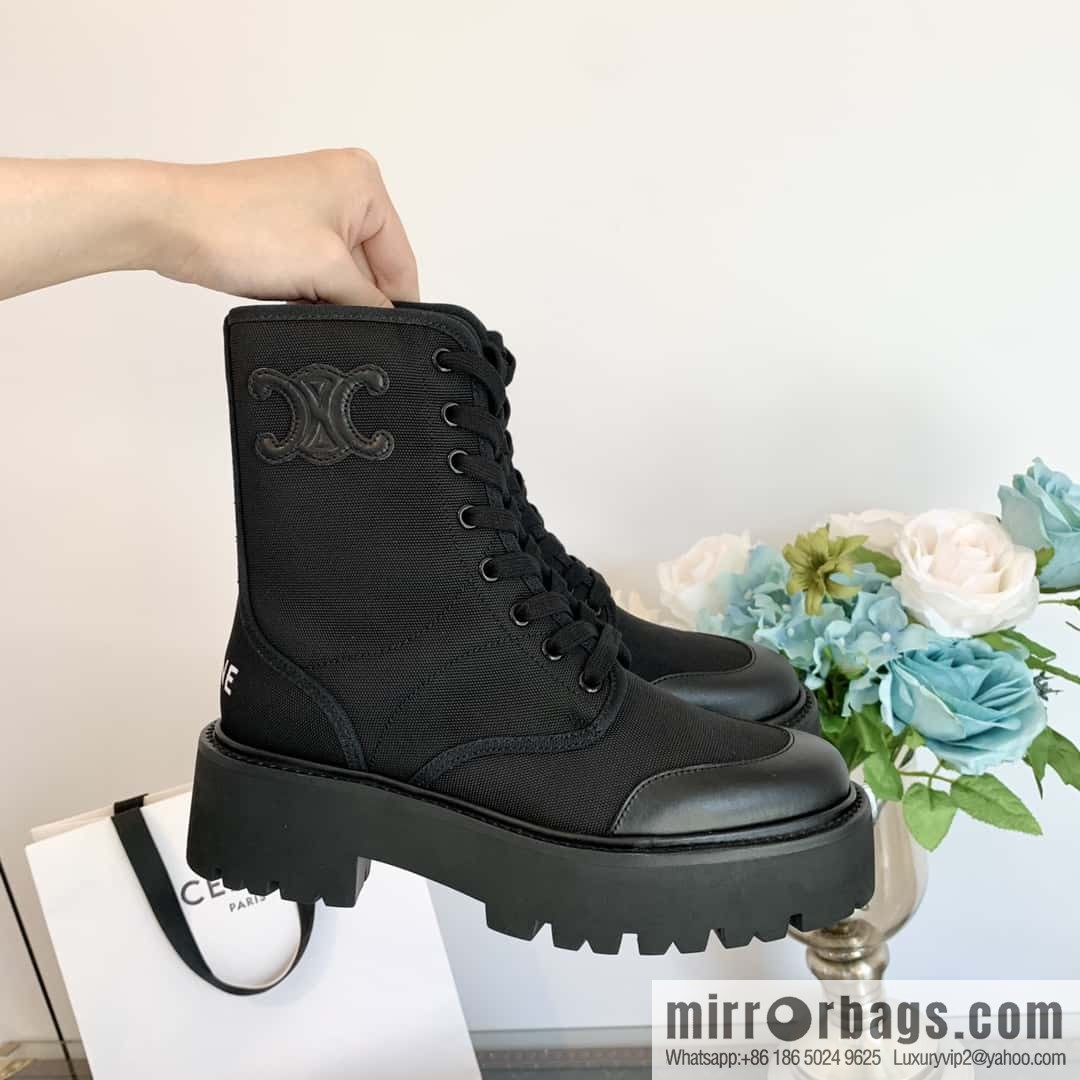 CELINE canvas platform-soled Martin booties
