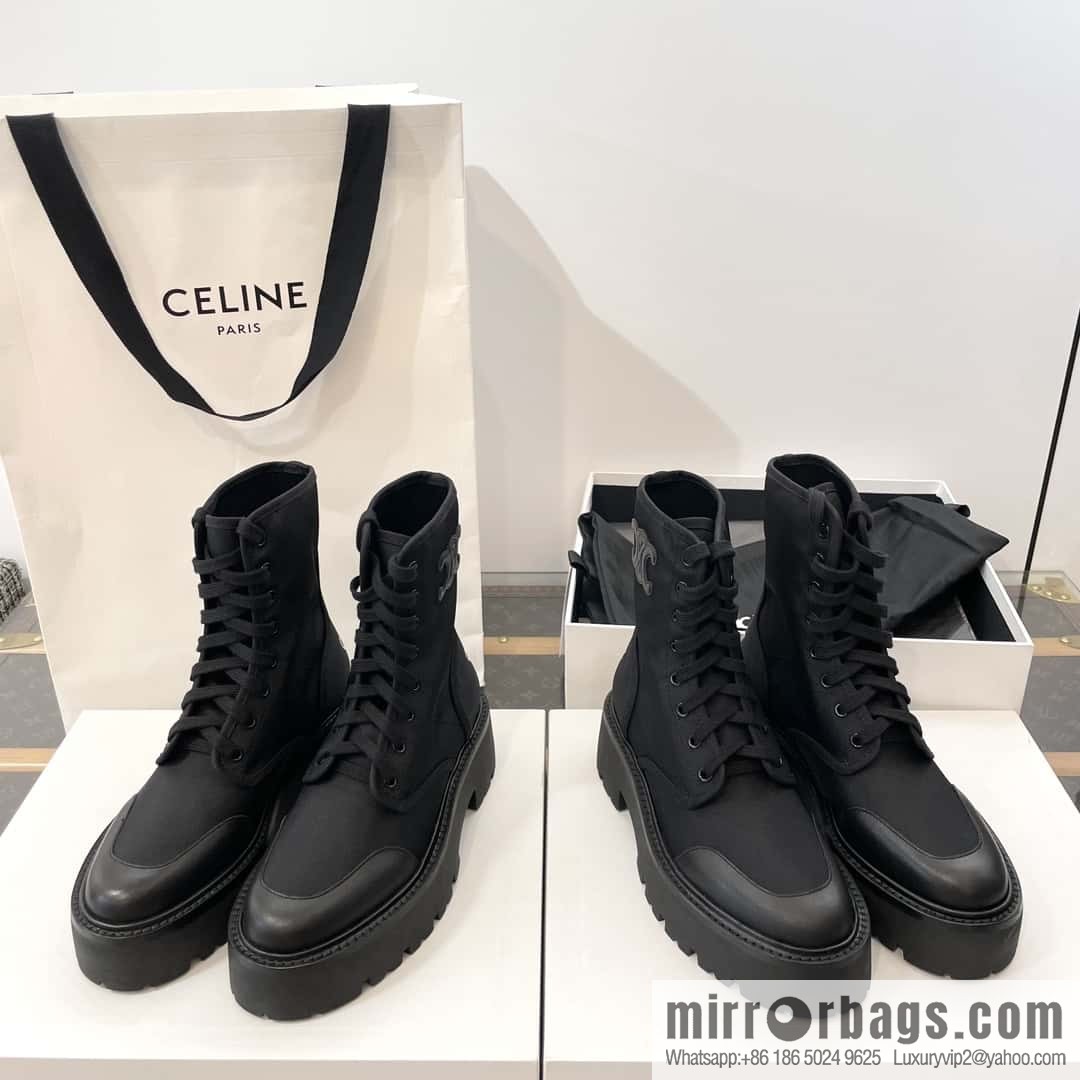 CELINE canvas platform-soled Martin booties