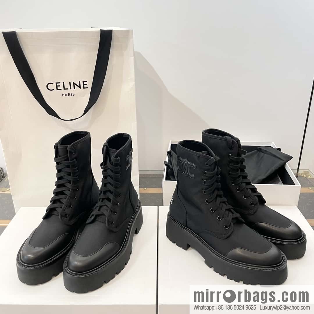 CELINE canvas platform-soled Martin booties