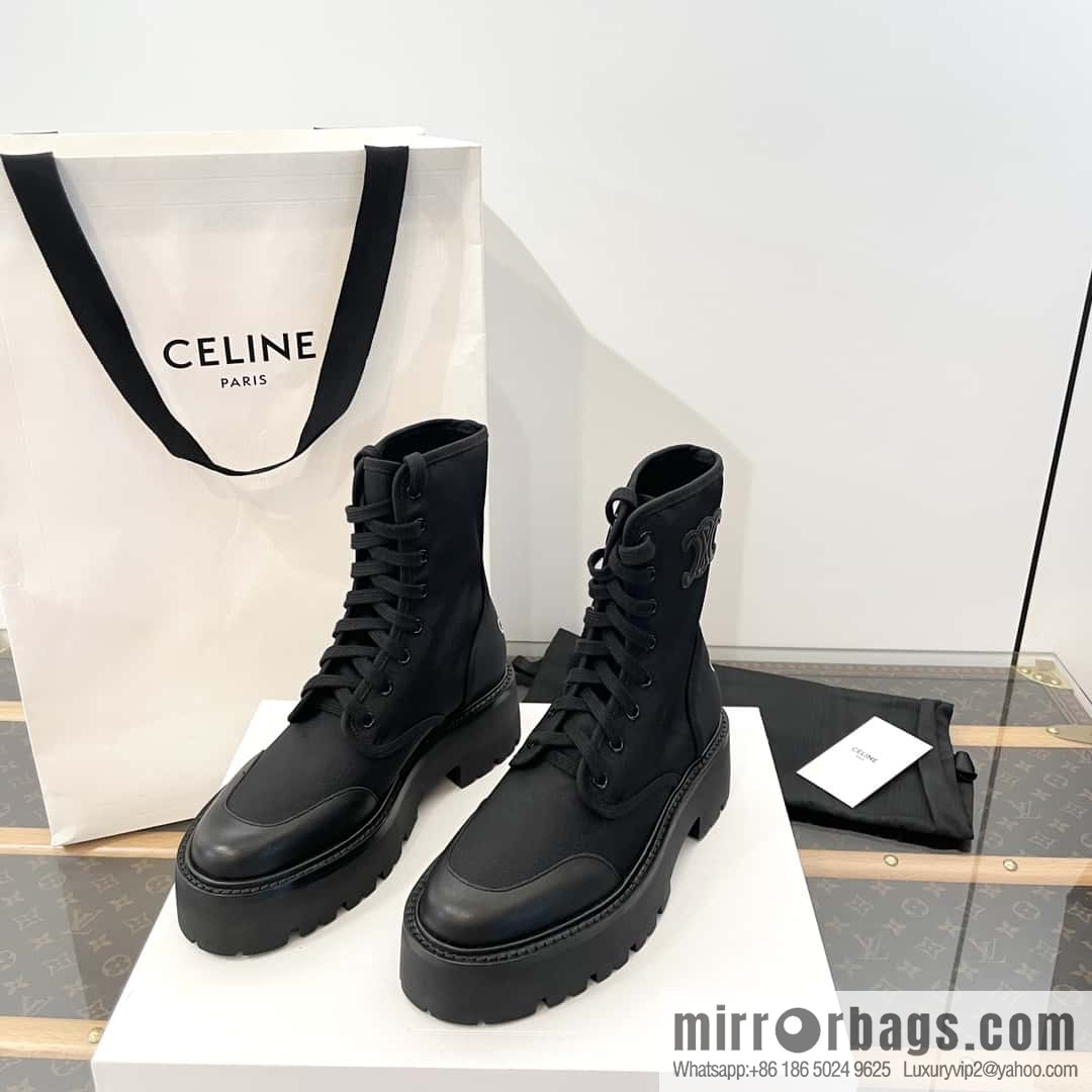 CELINE canvas platform-soled Martin booties