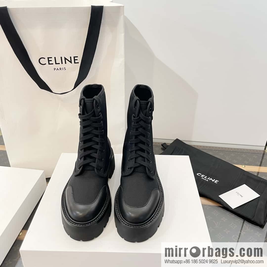 CELINE canvas platform-soled Martin booties