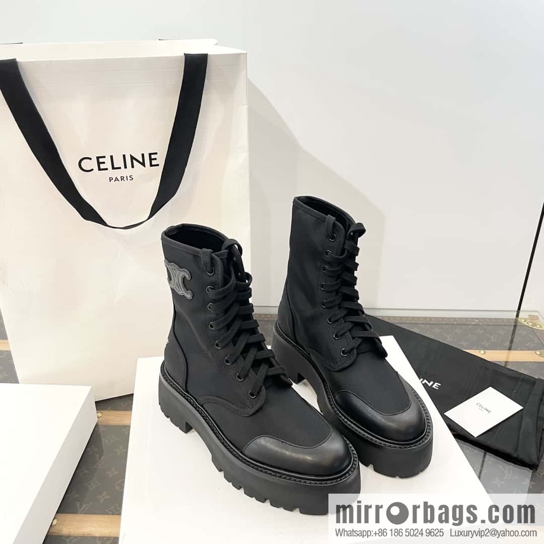 CELINE canvas platform-soled Martin booties