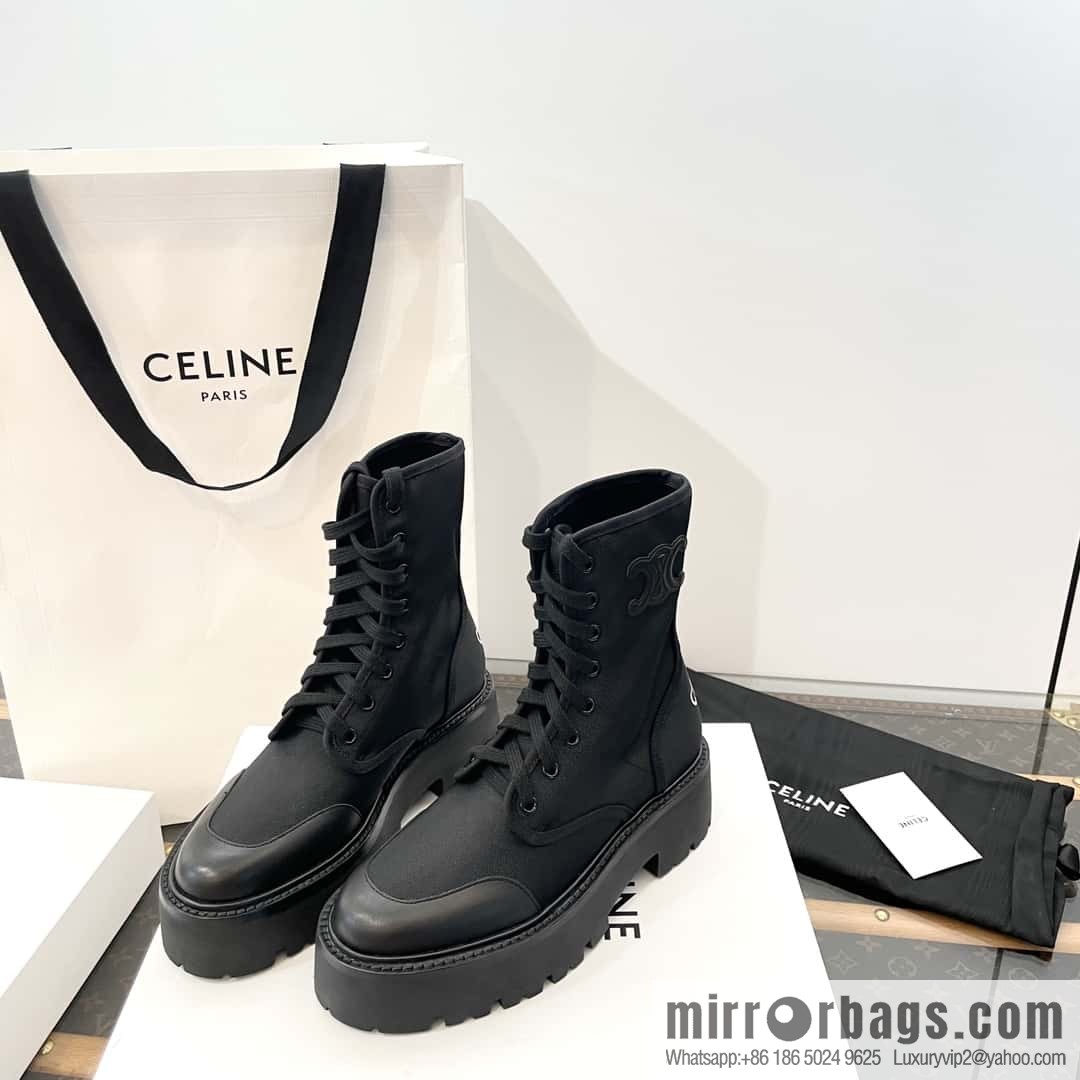 CELINE canvas platform-soled Martin booties