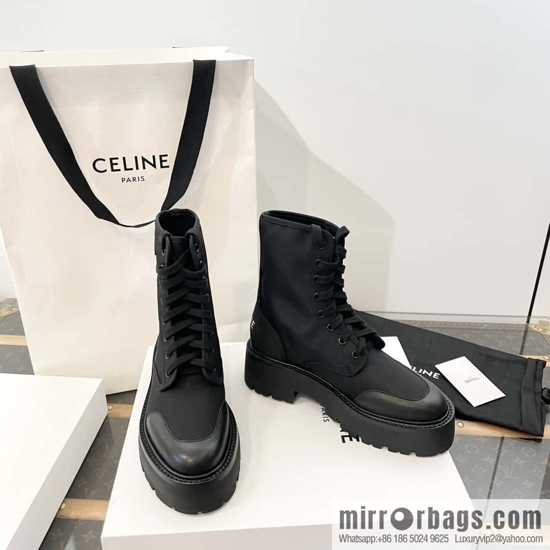 CELINE canvas platform-soled Martin booties