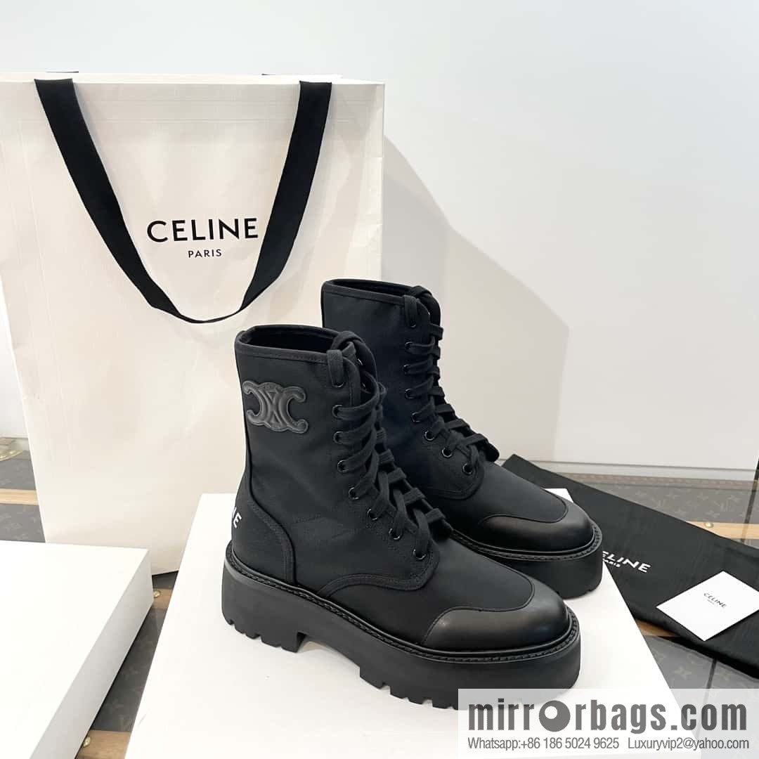 CELINE canvas platform-soled Martin booties