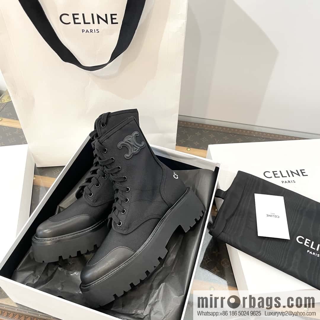 CELINE canvas platform-soled Martin booties