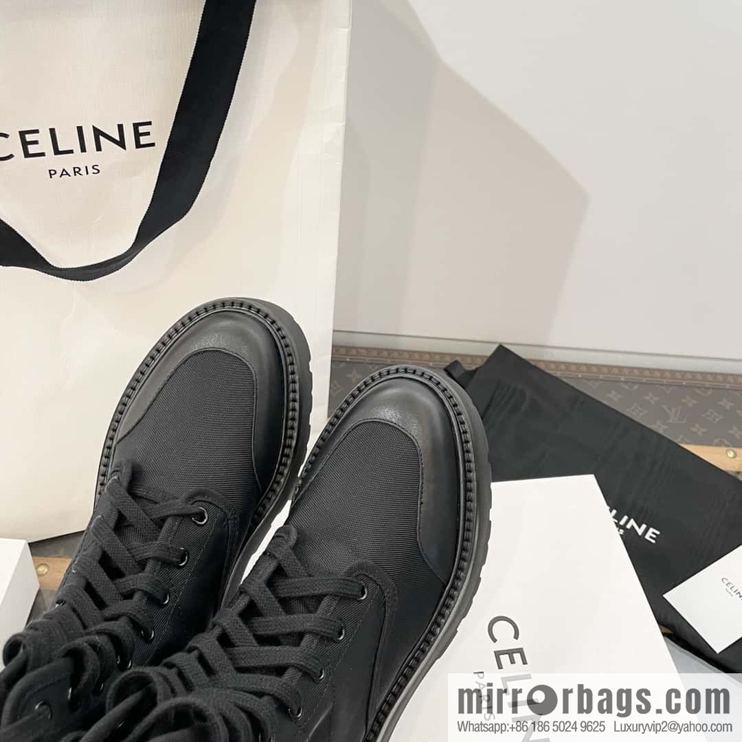 CELINE canvas platform-soled Martin booties