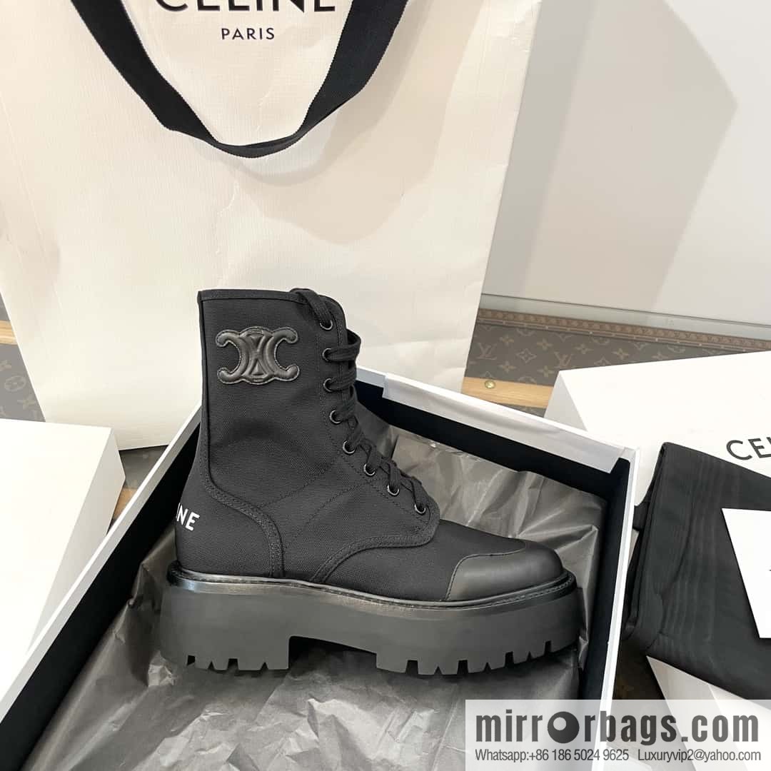 CELINE canvas platform-soled Martin booties