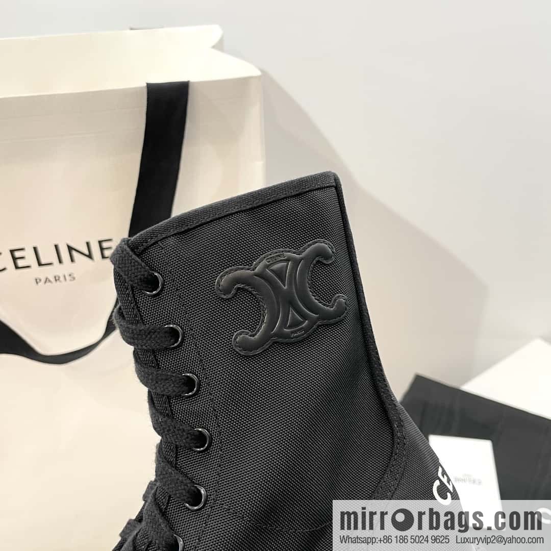 CELINE canvas platform-soled Martin booties