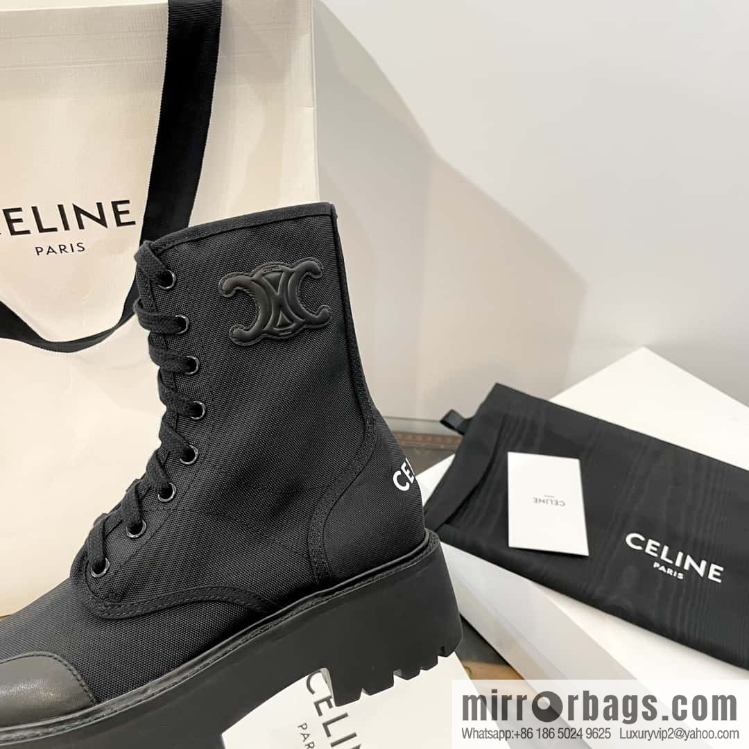 CELINE canvas platform-soled Martin booties