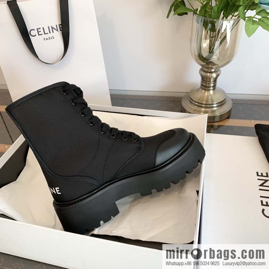 CELINE canvas platform-soled Martin booties