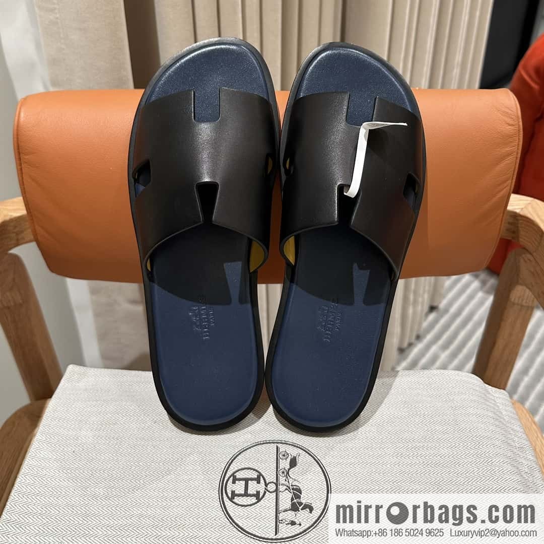 Hermès men's plain-weave slippers
