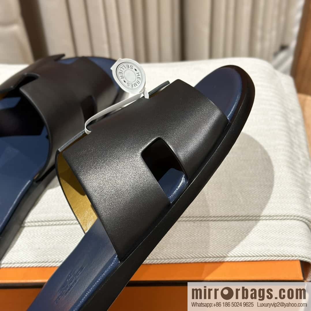 Hermès men's plain-weave slippers