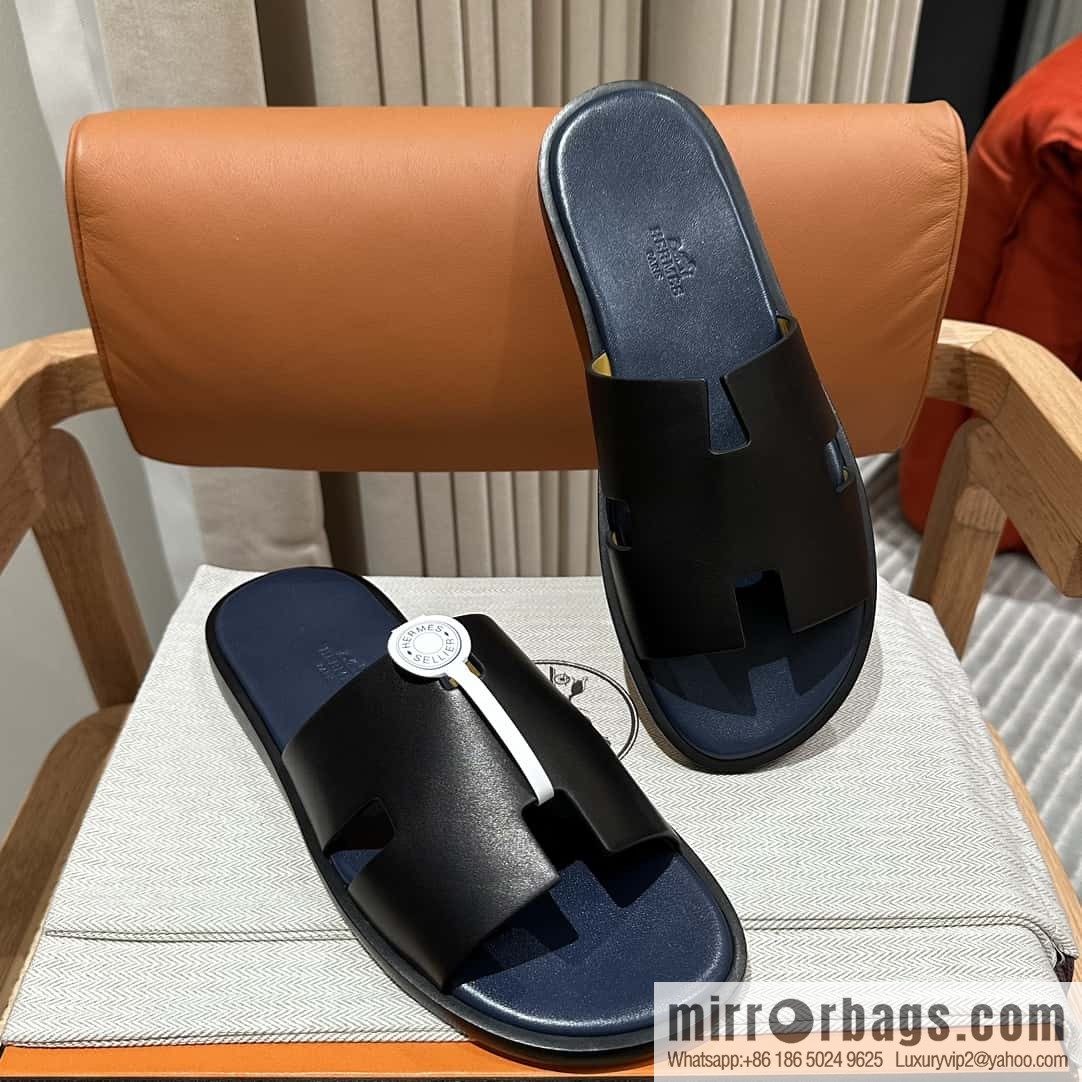 Hermès men's plain-weave slippers