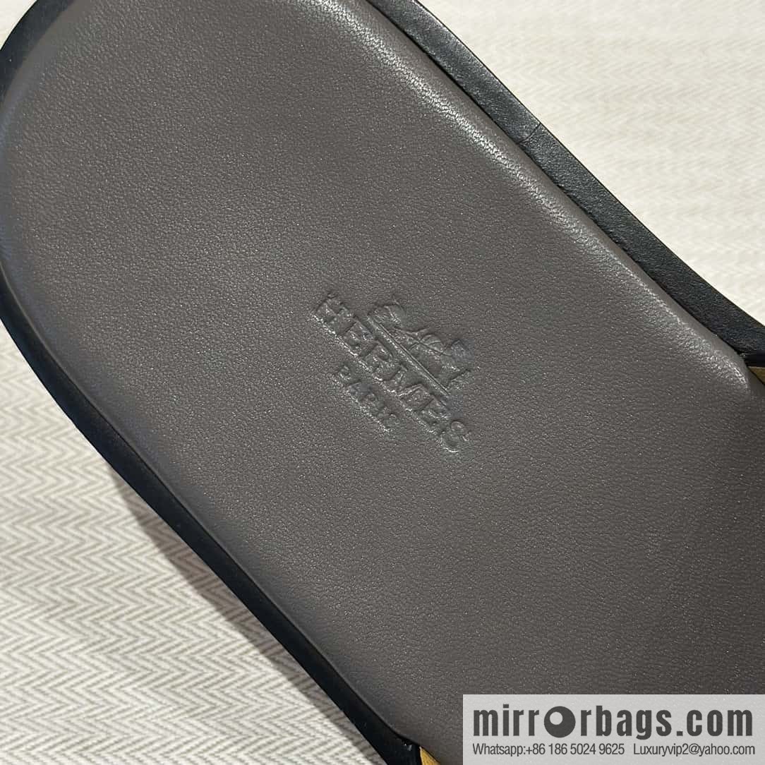 Hermès crocodile leather H family male god slippers