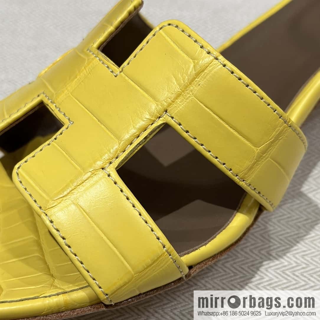 Hermès crocodile leather, slippers