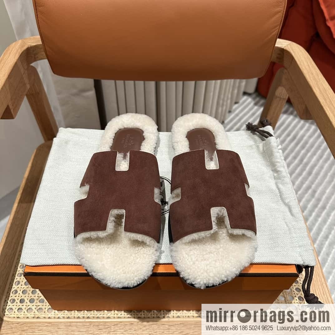 Hermès Australia imported lamb wool lzmir series men's sandals