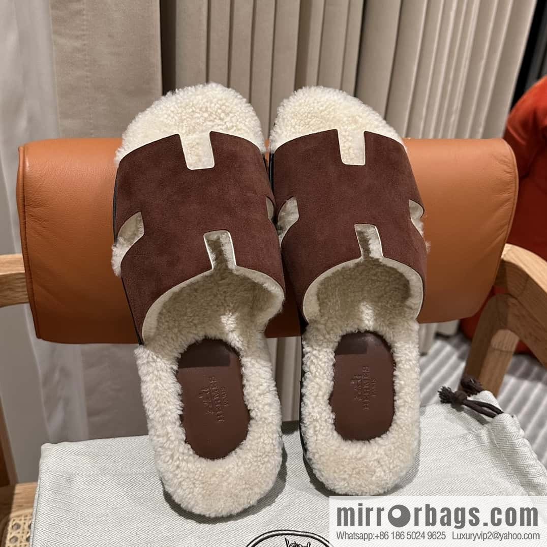 Hermès Australia imported lamb wool lzmir series men's sandals