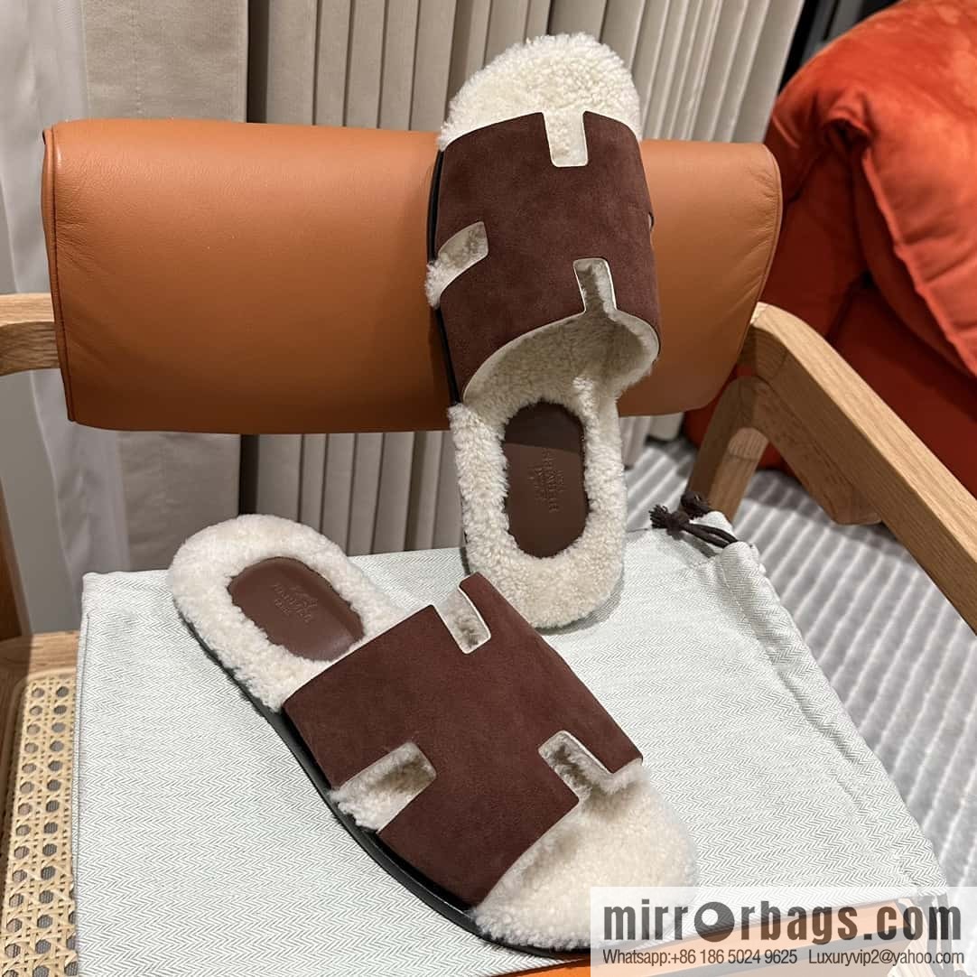 Hermès Australia imported lamb wool lzmir series men's sandals