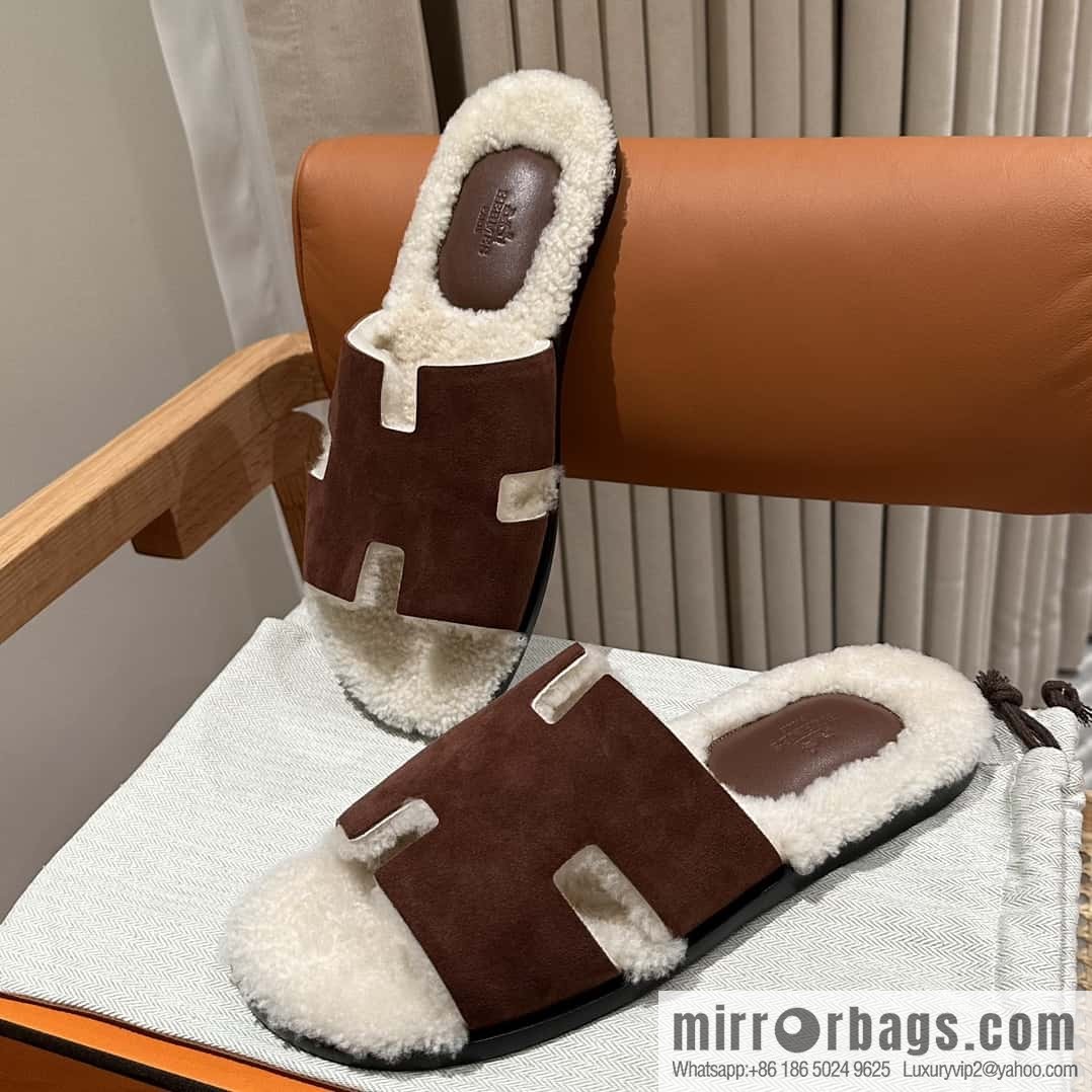 Hermès Australia imported lamb wool lzmir series men's sandals